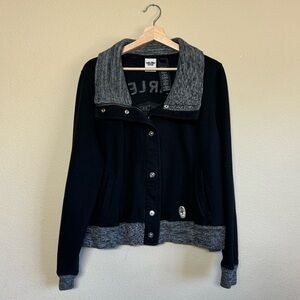 Harley Davidson jacket women 1W full zip snap down motorcycle coat black & gray